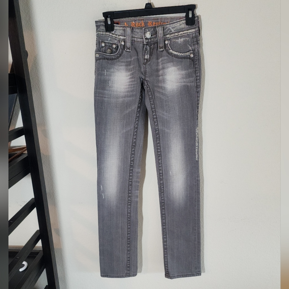 Rock Revival Straight Leg Jeans in Washed Gray